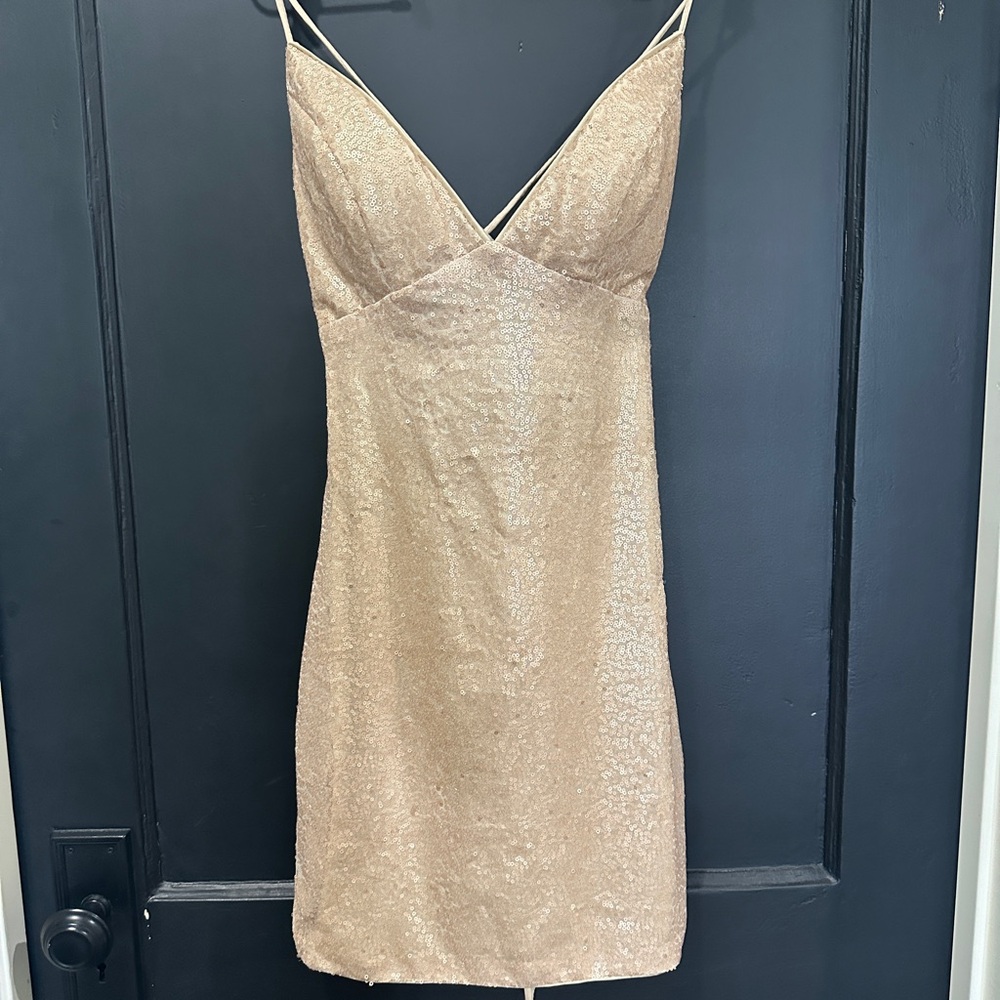 Sparkling Gold Lace-Up Dress